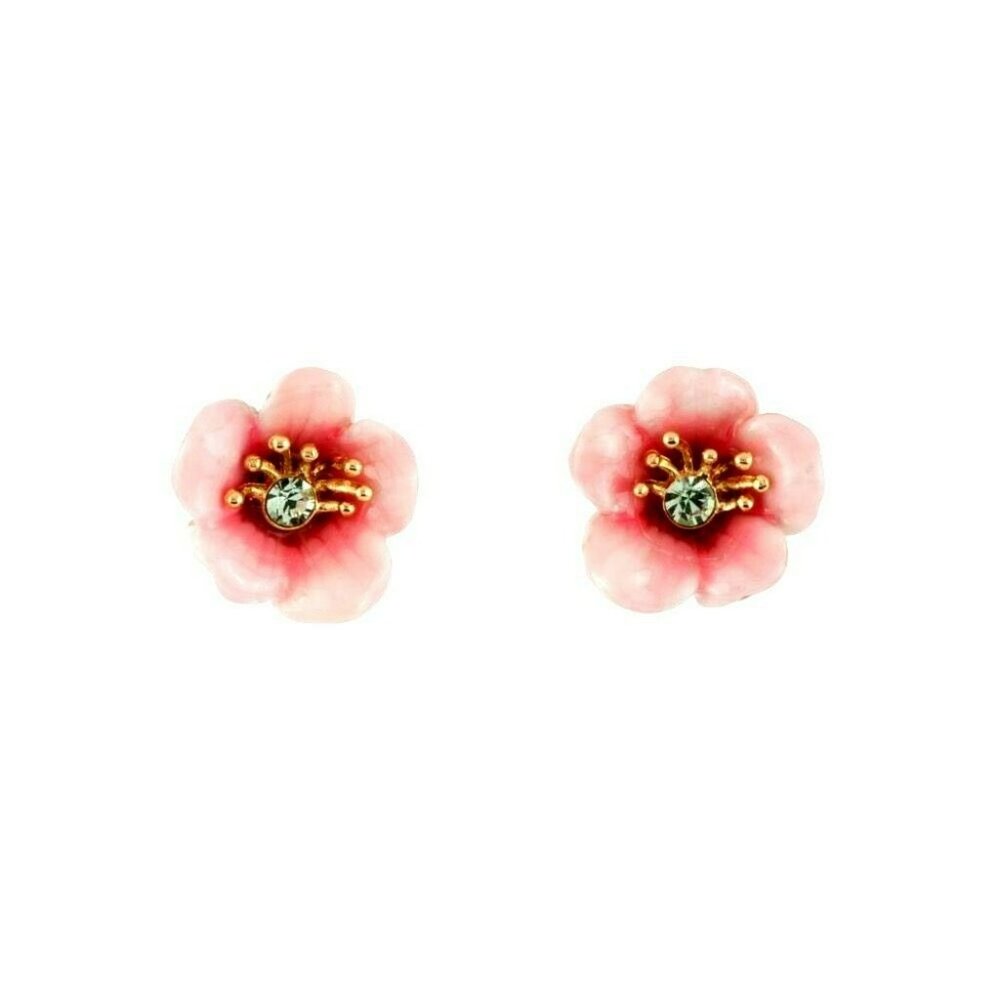 Les Nereides Moonlight Pink Flower Stud Earrings